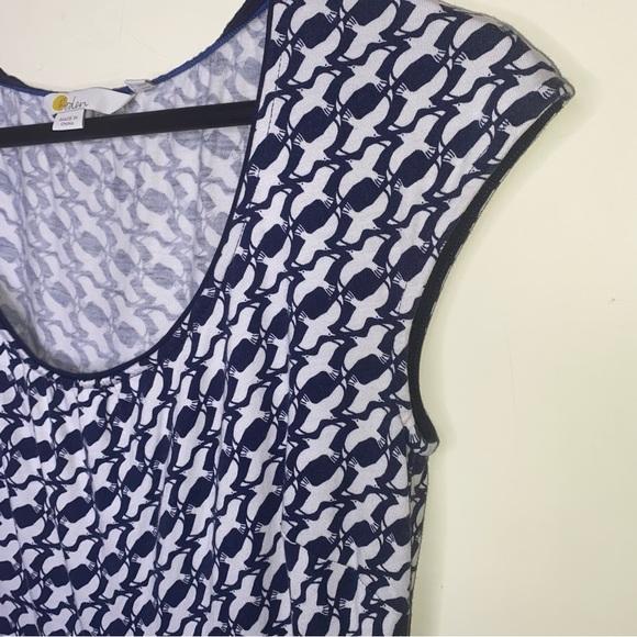 Boden Navy and White Dove Print Size 6R Midi Soft Short Sleeve Dress - Picture 2 of 8